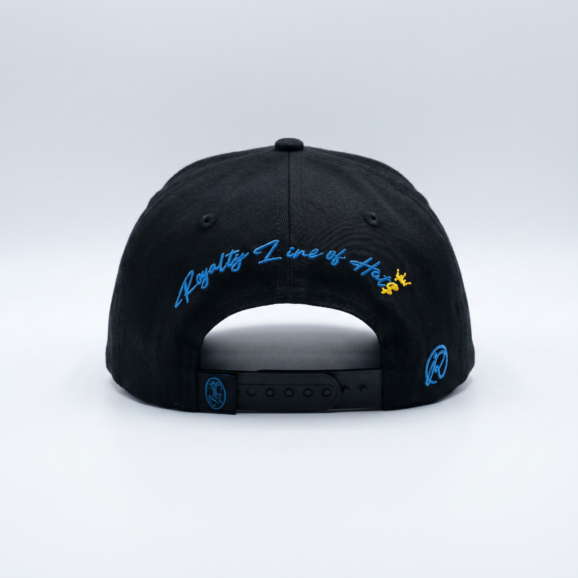 The 213 Snapback Champions Edition — City Kings Drop | Back view showing Royalty Line of Hats script with gold crown accent
