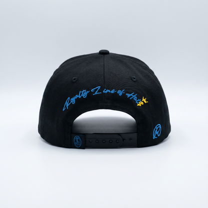 The 213 Snapback Champions Edition — City Kings Drop | Back view showing Royalty Line of Hats script with gold crown accent